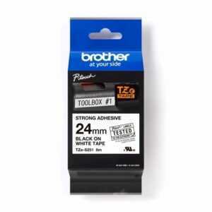 Páska do štítkovače Brother ProTape TZE-S251 vysoce přilnavá bílá/černá 24mm 8m