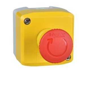 Schneider Electric Harmony skříňka žlutá červené tlačítko nouzového zastavení 1V XALK178